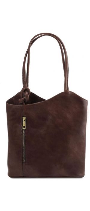Γυναικεία Τσάντα Δερμάτινη Πλάτης & Ώμου Patty Tuscany Leather TL141497 Καφέ σκούρο