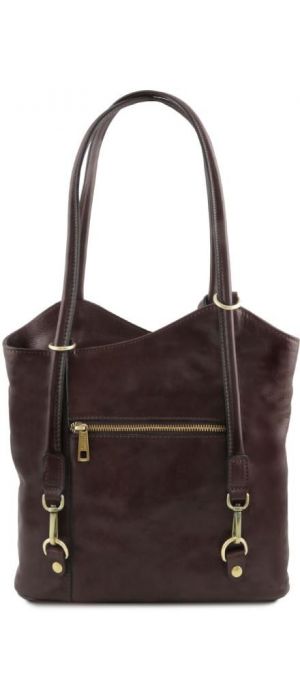 Γυναικεία Τσάντα Δερμάτινη Πλάτης & Ώμου Patty Tuscany Leather TL141497 Καφέ σκούρο