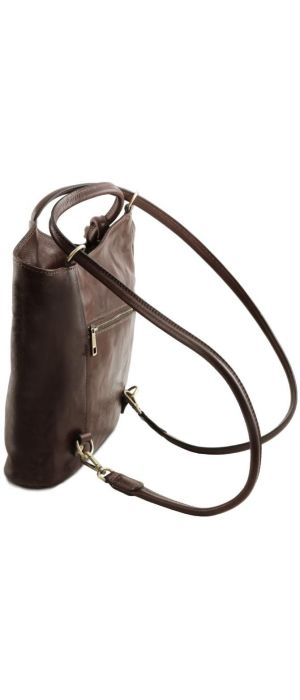 Γυναικεία Τσάντα Δερμάτινη Πλάτης & Ώμου Patty Tuscany Leather TL141497 Καφέ σκούρο