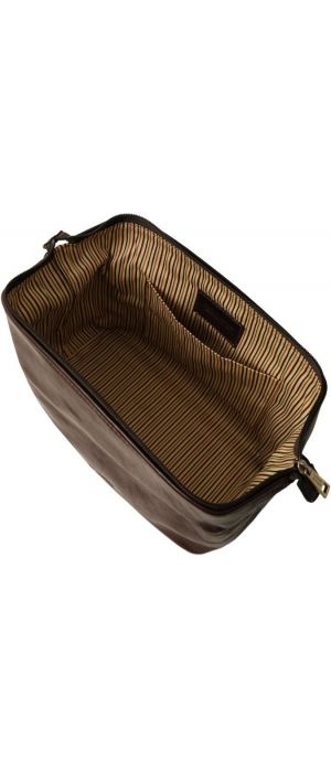 Θήκη Τσαντάκι Καλλυντικών Δερμάτινο Smarty L Tuscany Leather TL141219 Καφέ σκούρο