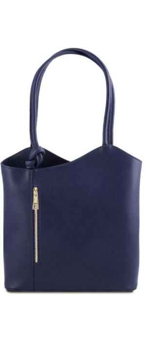 Γυναικεία Τσάντα Δερμάτινη Πλάτης & Ώμου Patty Tuscany Leather TL141455 Μπλε σκούρο