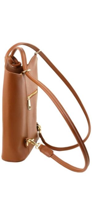 Γυναικεία Τσάντα Δερμάτινη Πλάτης & Ώμου Patty Tuscany Leather TL141455 Κονιάκ