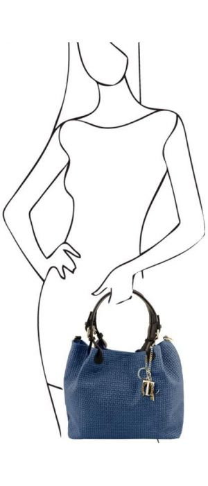 Γυναικεία Τσάντα Δερμάτινη Tuscany Leather TL141573 Μπλε σκούρο