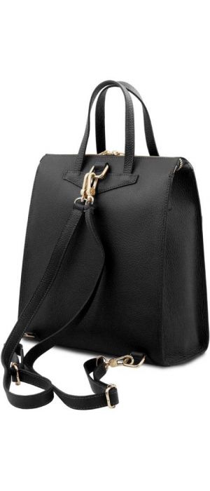 Γυναικεία Τσάντα Πλάτης & Ώμου Δερμάτινη Tuscany Leather TL142211 Μαύρο