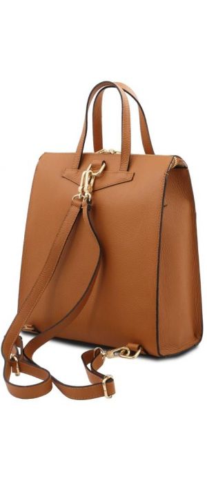 Γυναικεία Τσάντα Πλάτης & Ώμου Δερμάτινη Tuscany Leather TL142211 Κονιάκ