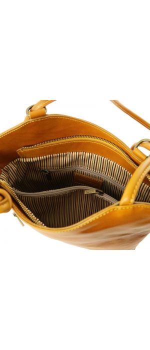 Γυναικεία Τσάντα Δερμάτινη Πλάτης & Ώμου Patty Tuscany Leather TL141497 Κίτρινο