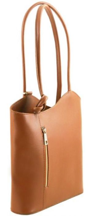 Γυναικεία Τσάντα Δερμάτινη Πλάτης & Ώμου Patty Tuscany Leather TL141455 Κονιάκ
