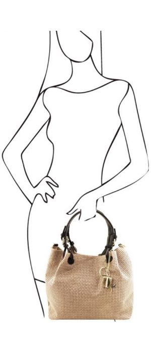 Γυναικεία Τσάντα Δερμάτινη Tuscany Leather TL141573 Μπεζ