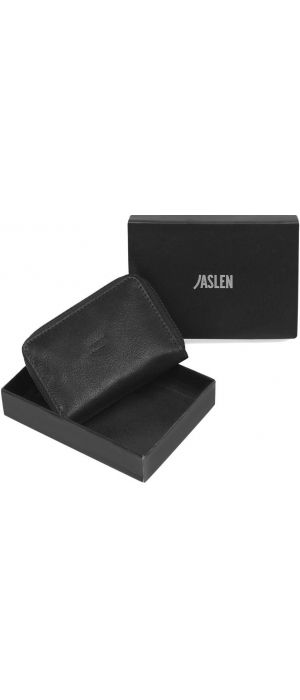 Πορτοφόλι με Μπρελόκ Ανδρικό JASLEN με RFID Δερμάτινο 204243-01 Μαύρο