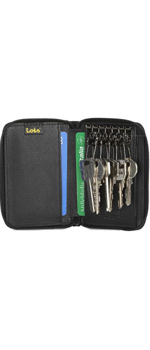 Πορτοφόλι με Μπρελόκ Ανδρικό LOIS με RFID Δερμάτινο 205201-01 Μαύρο