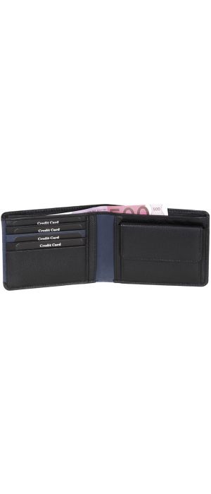 Ανδρικό Δερμάτινο Πορτοφόλι Οριζόντιο Diplomat MN412 Μαυρο/Μπλε