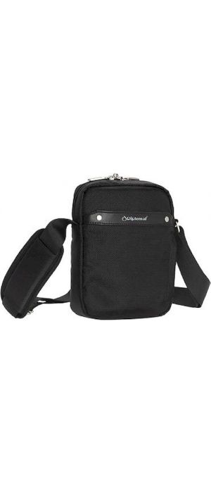 Τσαντακι Ώμου Μεγαλο με Δερματινες Λεπτομερειες Diplomat LV113 Μαύρο