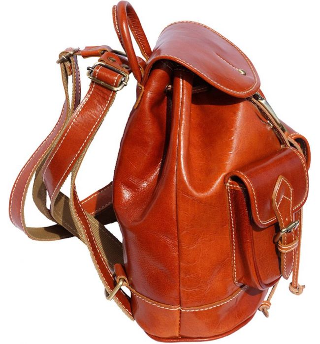 Δερμάτινη Τσάντα Πλάτης Davide Firenze Leather 6554 Μπεζ
