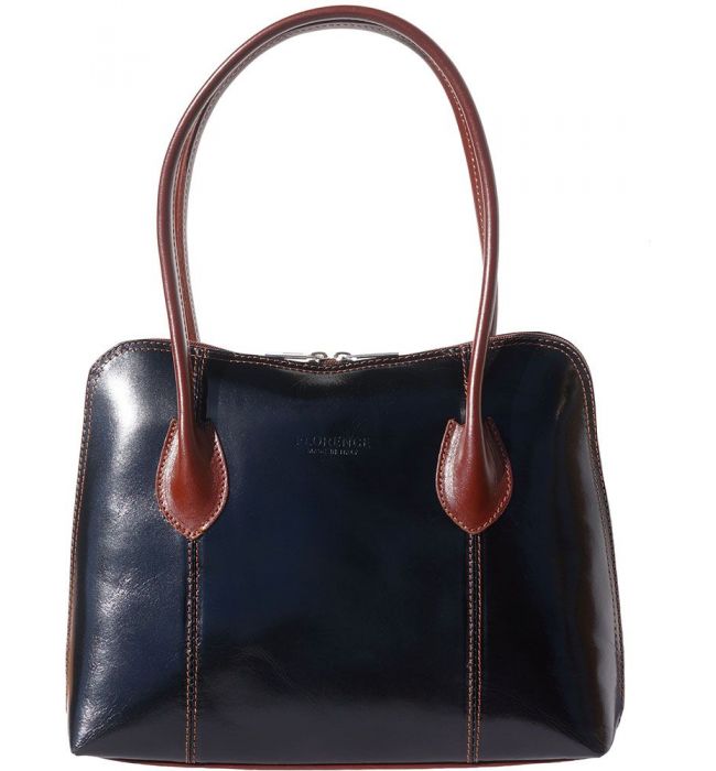 Δερμάτινη Τσάντα Ωμου Claudia Firenze Leather 216 Μαύρο/Καφε