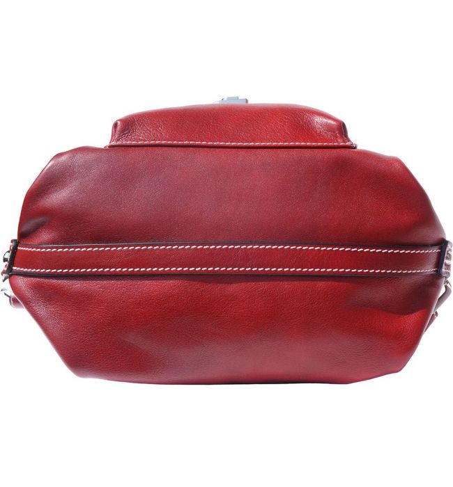 Δερμάτινη Τσάντα Ωμου Barbara Firenze Leather 6563 Σκουρο Κόκκινο