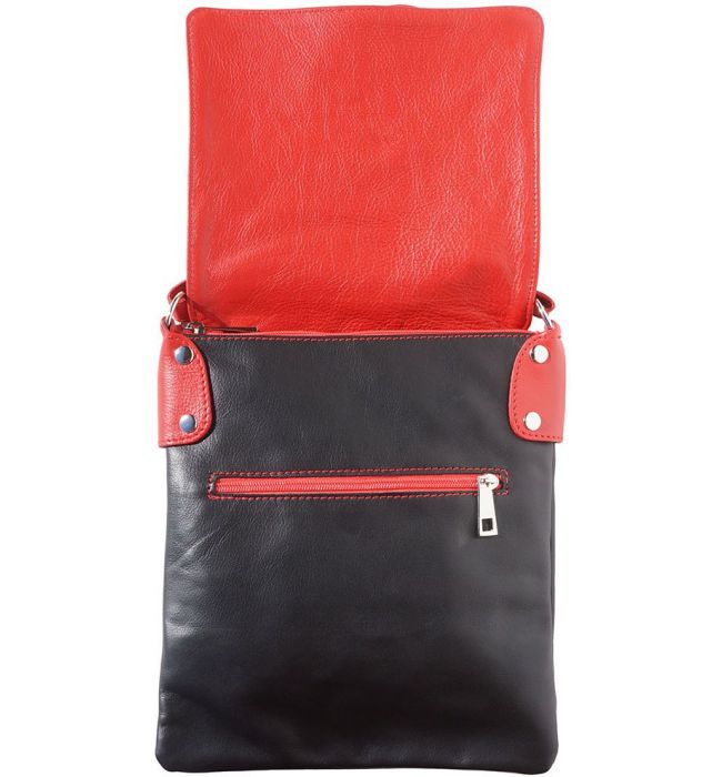 Δερματινη Τσαντα Ωμου Vala Firenze Leather 416 Μαύρο/Κόκκινο