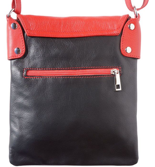 Δερματινη Τσαντα Ωμου Vala Firenze Leather 416 Μαύρο/Κόκκινο