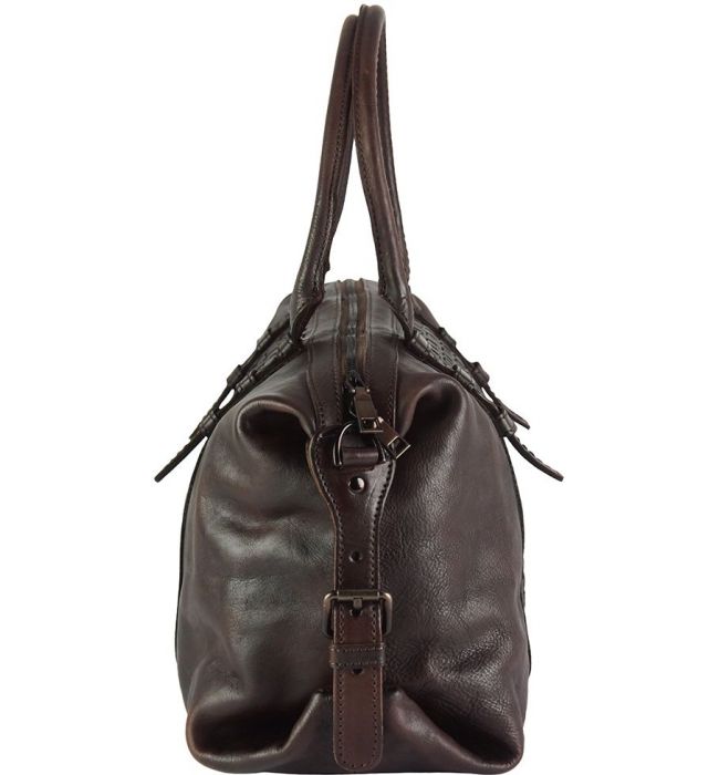 Δερμάτινη Τσάντα Χειρός Agnese Firenze Leather 68120 Σκουρο Καφε