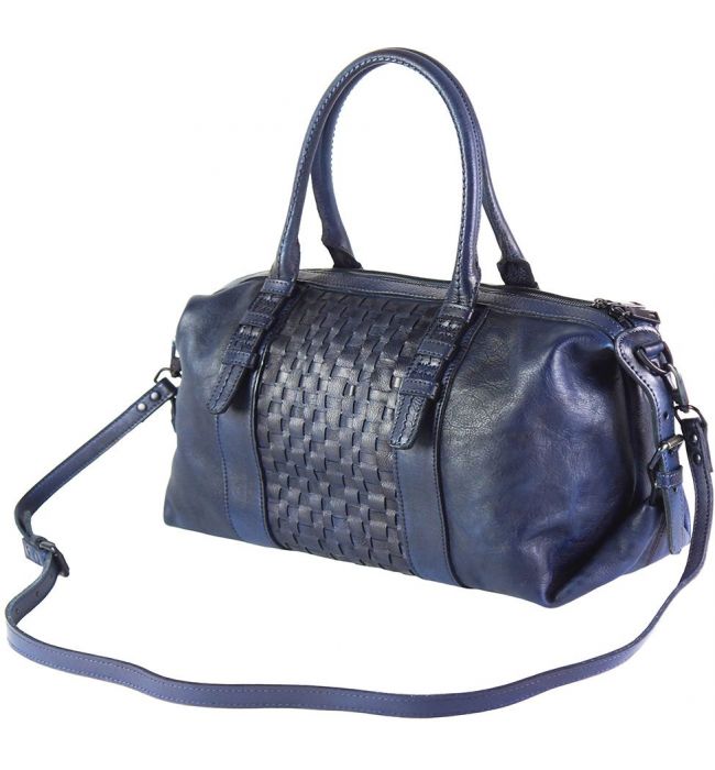 Δερμάτινη Τσάντα Χειρός Agnese Firenze Leather 68120 Σκουρο Μπλε