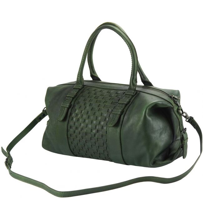 Δερμάτινη Τσάντα Χειρός Agnese Firenze Leather 68120 Σκουρο Πρασινο