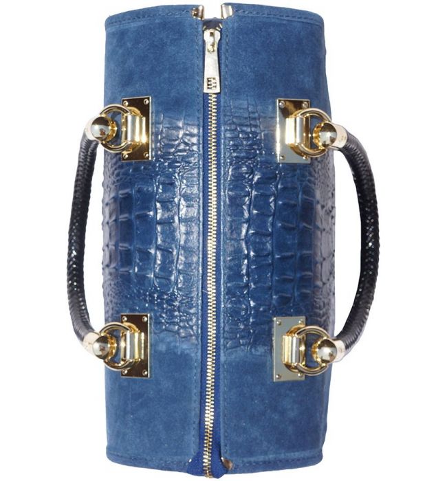 Δερματινη Τσαντα Χειρος Emma Firenze Leather 7002 Σκουρο Μπλε