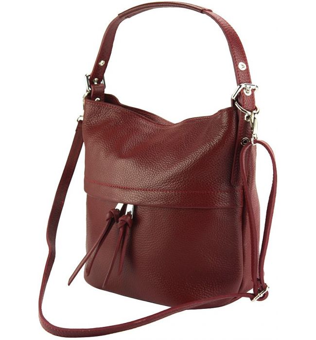 Δερμάτινη Τσάντα Χειρός Letizia Firenze Leather 9109 Σκουρο Κόκκινο