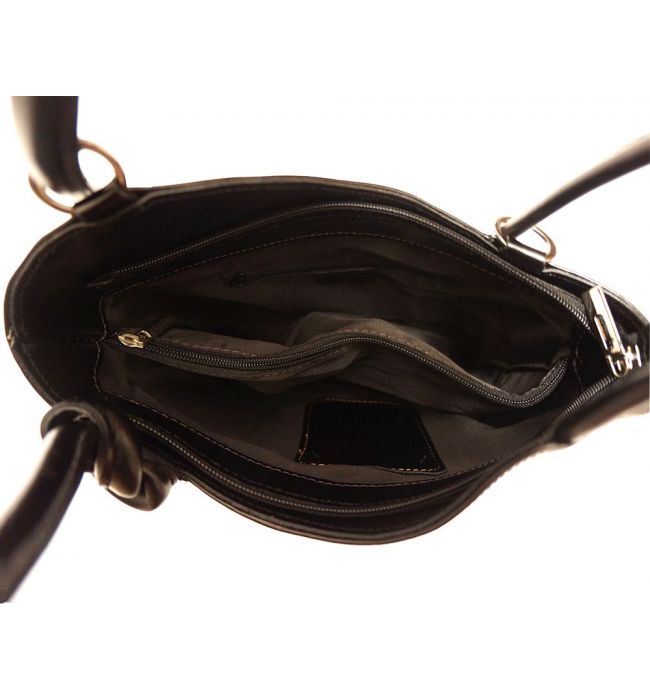 Δερμάτινη Τσαντα Ωμου Cloe Firenze Leather 207 Μαύρο