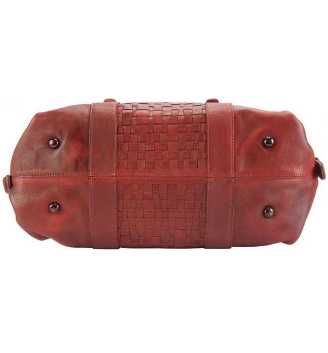 Δερμάτινη Τσάντα Χειρός Agnese Firenze Leather 68120 Σκουρο Κόκκινο