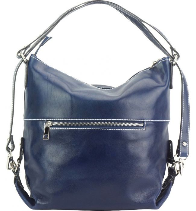 Δερμάτινη Τσάντα Ωμου Barbara Firenze Leather 6563 Σκουρο Μπλε