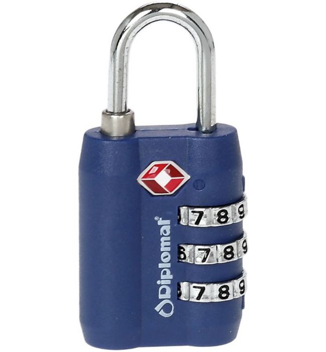 Κλειδαριά με 3ψήφιο Συνδυασμό Diplomat ACLOCK3 Μπλε