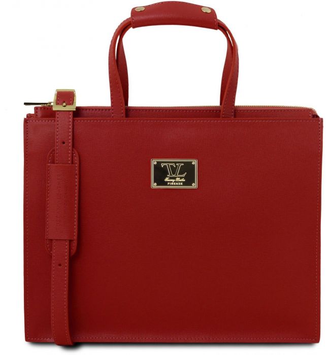 Γυναικεία Επαγγελματική Τσάντα Δερμάτινη Palermo TL141369 Κόκκινο Tuscany Leather