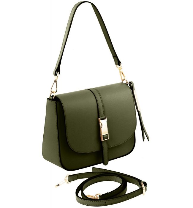 Γυναικεία τσάντα ώμου δερμάτινη Nausica Πράσινο Tuscany Leather