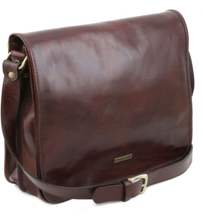 Ανδρική Τσάντα Δερμάτινη Messenger TL141254 Μελί Tuscany Leather