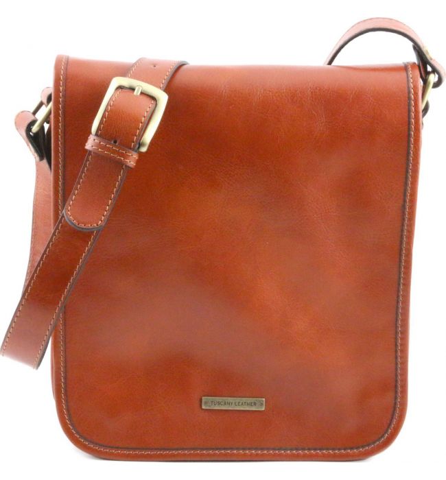 Ανδρικό Τσαντάκι Δερμάτινο Messenger TL141255 Μελί Tuscany Leather