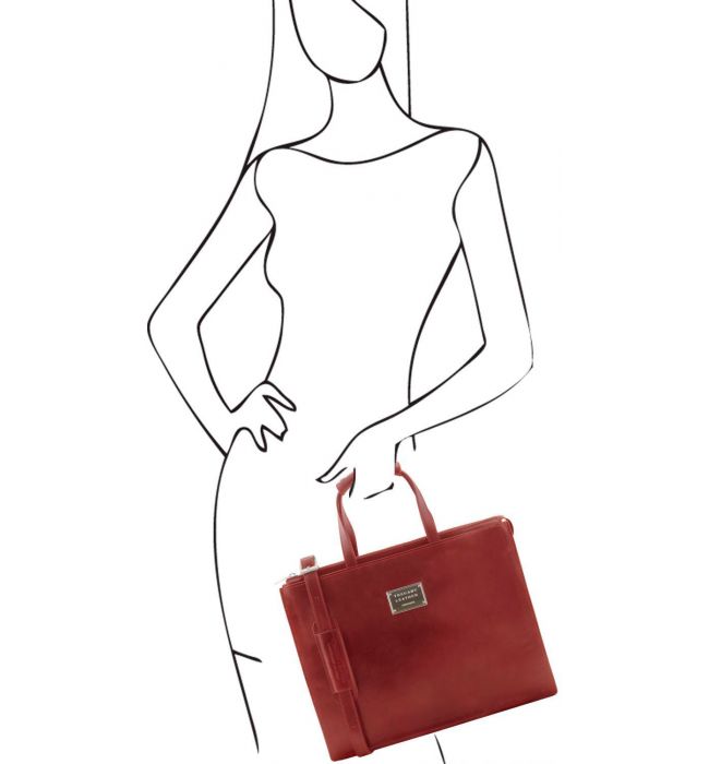 Γυναικεία Επαγγελματική Τσάντα Δερμάτινη Palermo Κόκκινο Tuscany Leather