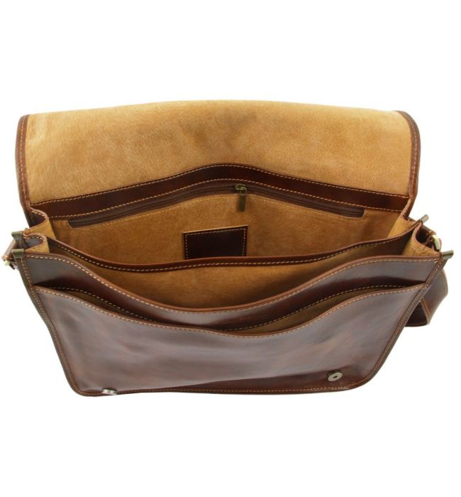 Ανδρική Τσάντα Δερμάτινη Messenger Double Μαύρο Tuscany Leather