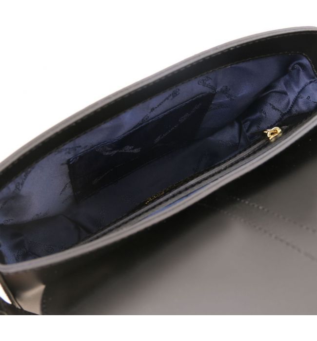 Γυναικεία τσάντα ώμου δερμάτινη Nausica Μαύρο Tuscany Leather