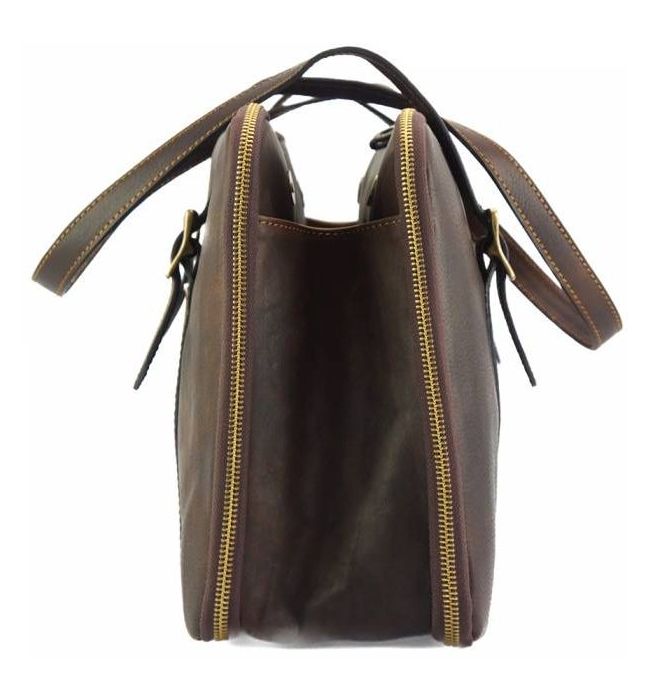 Δερμάτινη Τσάντα Ώμου Tote Iéna Firenze Leather 7555 Σκούρο Καφέ