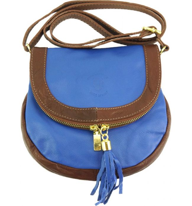 Δερμάτινη Τσάντα Ώμου Tarsilla Firenze Leather 238S Μπλε/Καφέ