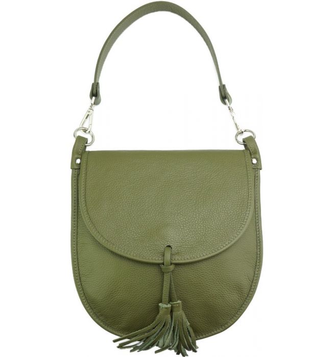 Δερμάτινη Τσάντα Χειρός Elisa Firenze Leather 9105 Πράσινο Σκούρο