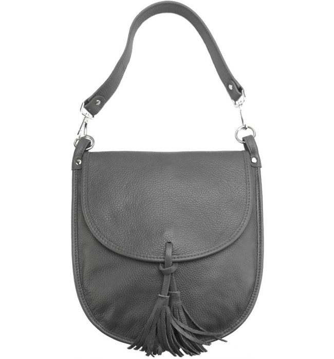 Δερμάτινη Τσάντα Χειρός Elisa Firenze Leather 9105 Σκούρο Γκρι