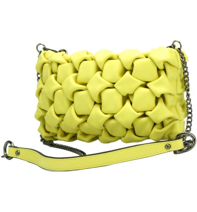 Δερμάτινη Τσάντα Χειρός Linda Firenze Leather 6000 Κίτρινο