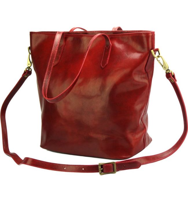 Δερμάτινη Τσάντα Ώμου Darcy Firenze Leather 6576 Σκούρο Κόκκινο