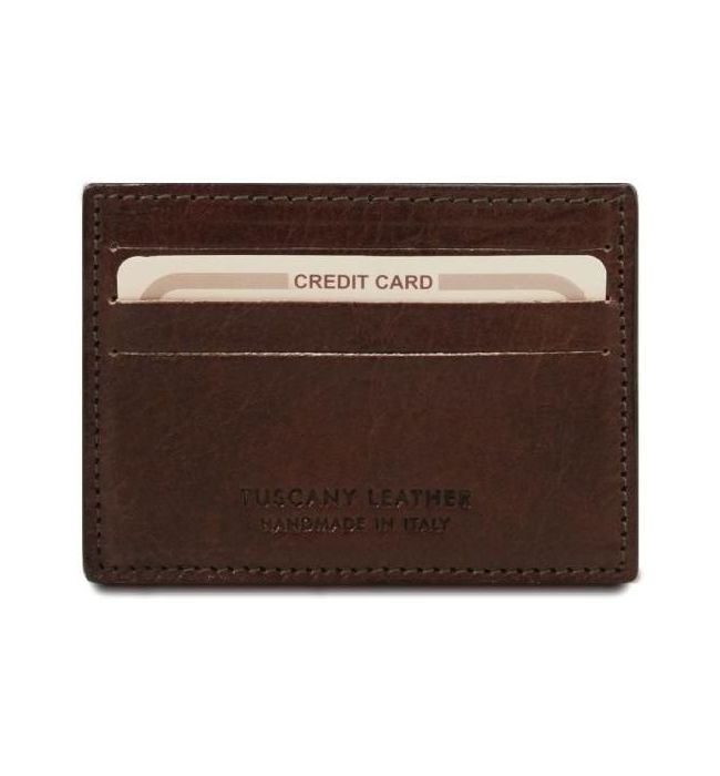 Δερμάτινη θήκη για Επαγγελματικές / Πιστωτικές κάρτες Tuscany Leather TL140805 Καφέ σκούρο