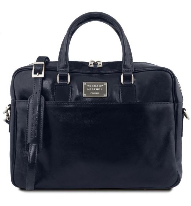Τσάντα Laptop Δερμάτινη Urbino 15.6 ίντσες Tuscany Leather TL141241 Μπλε σκούρο