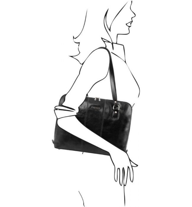 Γυναικεία Επαγγελματική Τσάντα Δερμάτινη Ravenna 15.6 ίντσες Tuscany Leather TL141795 Μαύρο