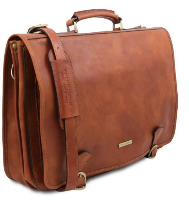 Επαγγελματική Τσάντα Δερμάτινη Ancona 17 ίντσες Tuscany Leather TL142073 Φυσικό