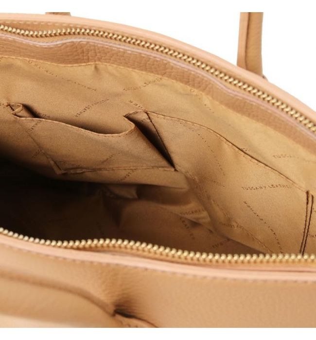 Γυναικεία Τσάντα Δερμάτινη Tuscany Leather TL141529 Σαμπανιζέ
