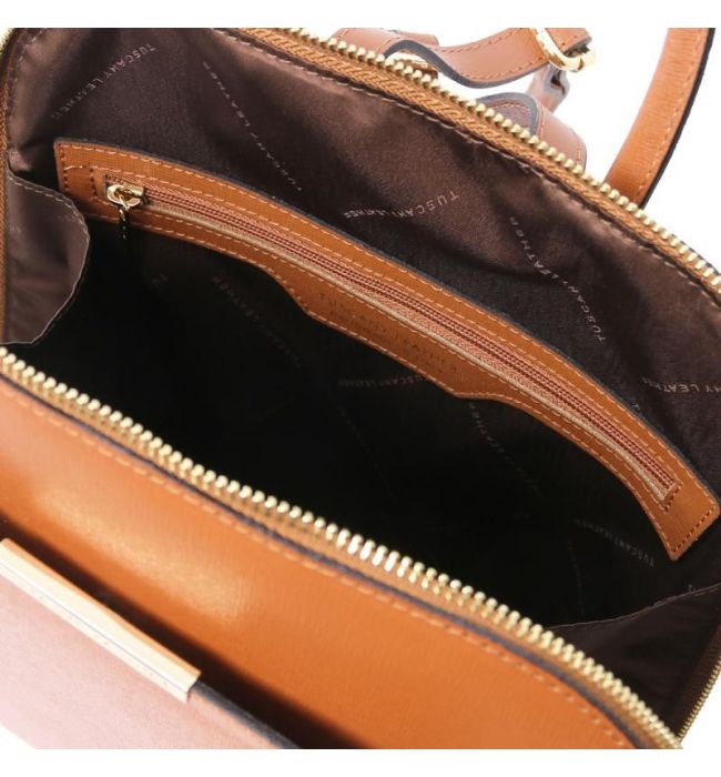 Τσάντα Πλάτης Δερμάτινη TL Bag Tuscany Leather TL141631 Κονιάκ