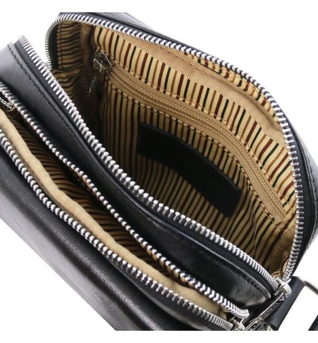 Ανδρικό Τσαντάκι Δερμάτινο Larry Tuscany Leather TL141915 Μαύρο
